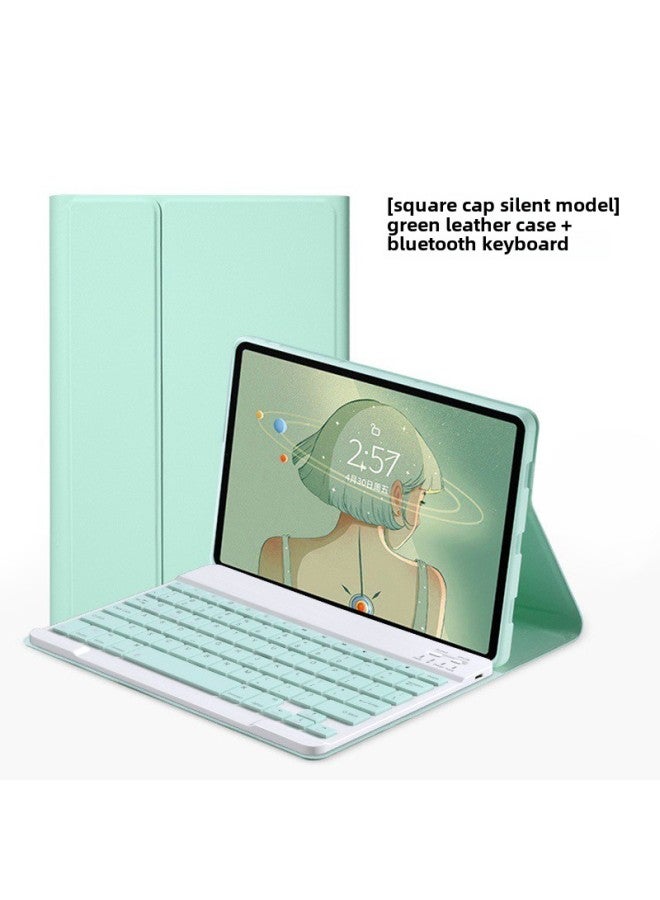 غطاء واقٍ مغناطيسي قابل للفصل ومضاد للانحناء ومضاد للانزلاق ومضاد للجلد لجهاز iPad 24 M2 مع فتحة قلم Air4/5 - اللون: أخضر ماتشا بنفس لون لوحة المفاتيح - الطراز الملائم: iPad Air 11 (M2) 2024 - Image 1